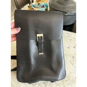 Vintage Pret Black Leather Single Strap Backpack Shoulder Bag EUC